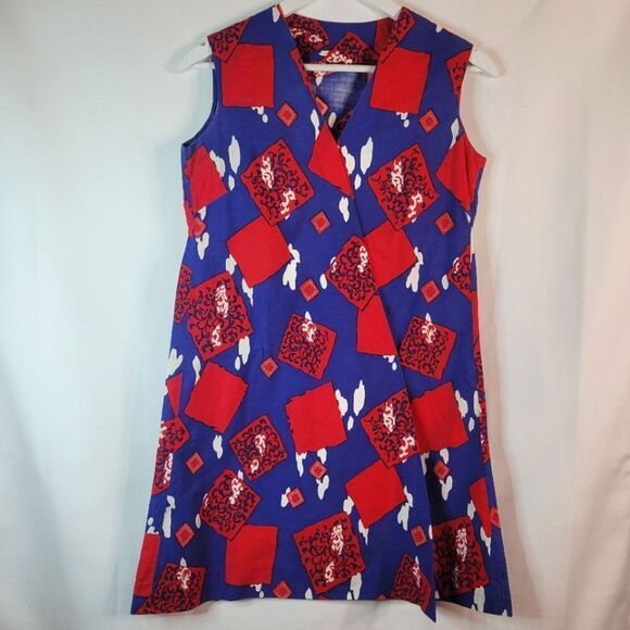 Vintage Handmade Cotton Wrap Front Mini Dress - Picture 1 of 15